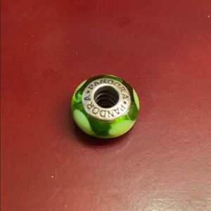 Pandora green heart glass murano charm